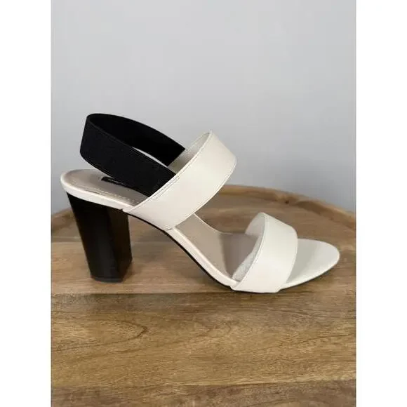 French Connection Women's Dakota Block Heel Sandals White/Black Size 9.5 NWB - Picture 11 of 14